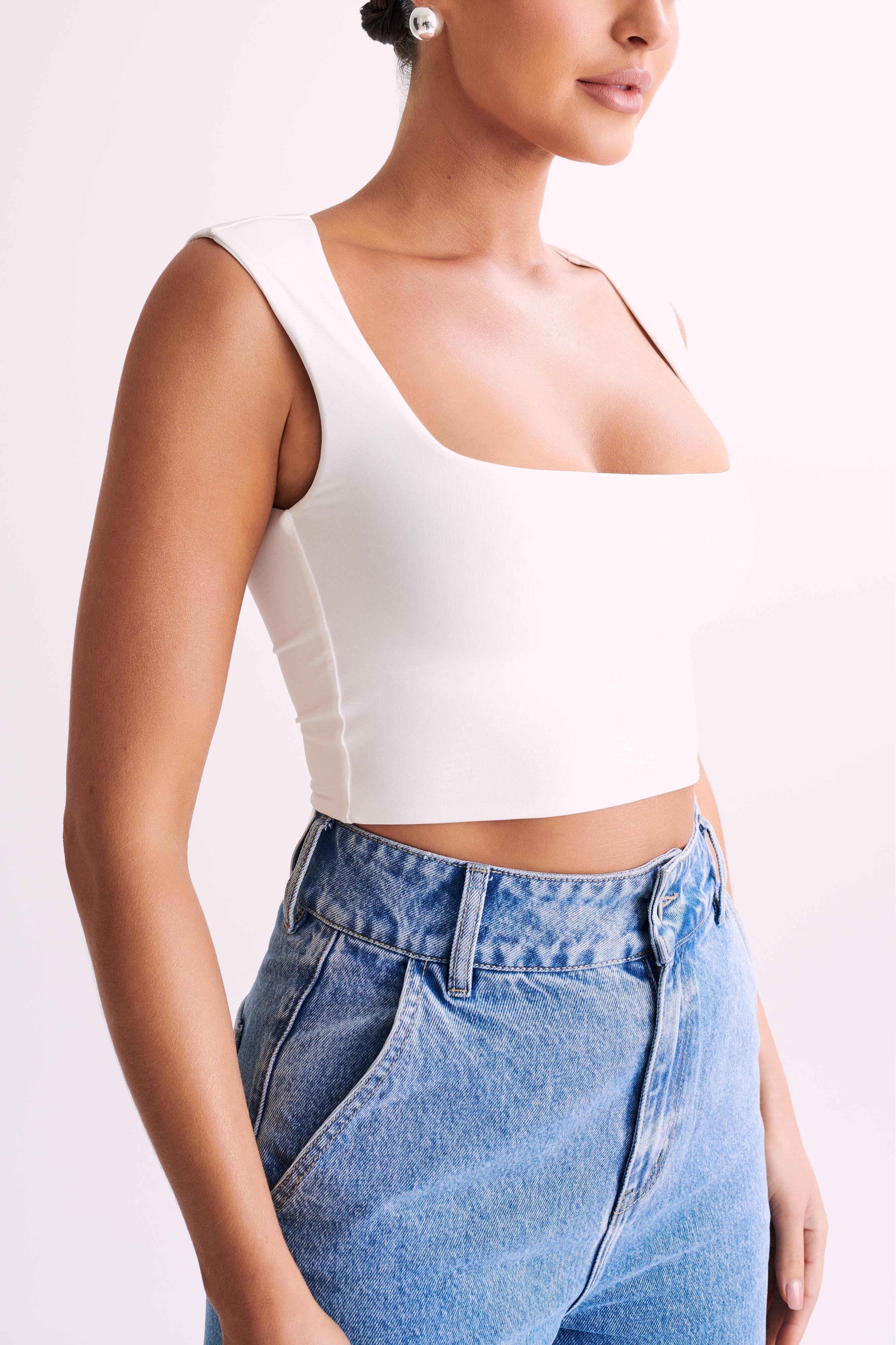 Linley Recycled Nylon Cropped Top - White Product Image