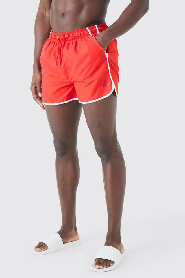 Mens Red Plain Runner Swim Short, Red Product Image