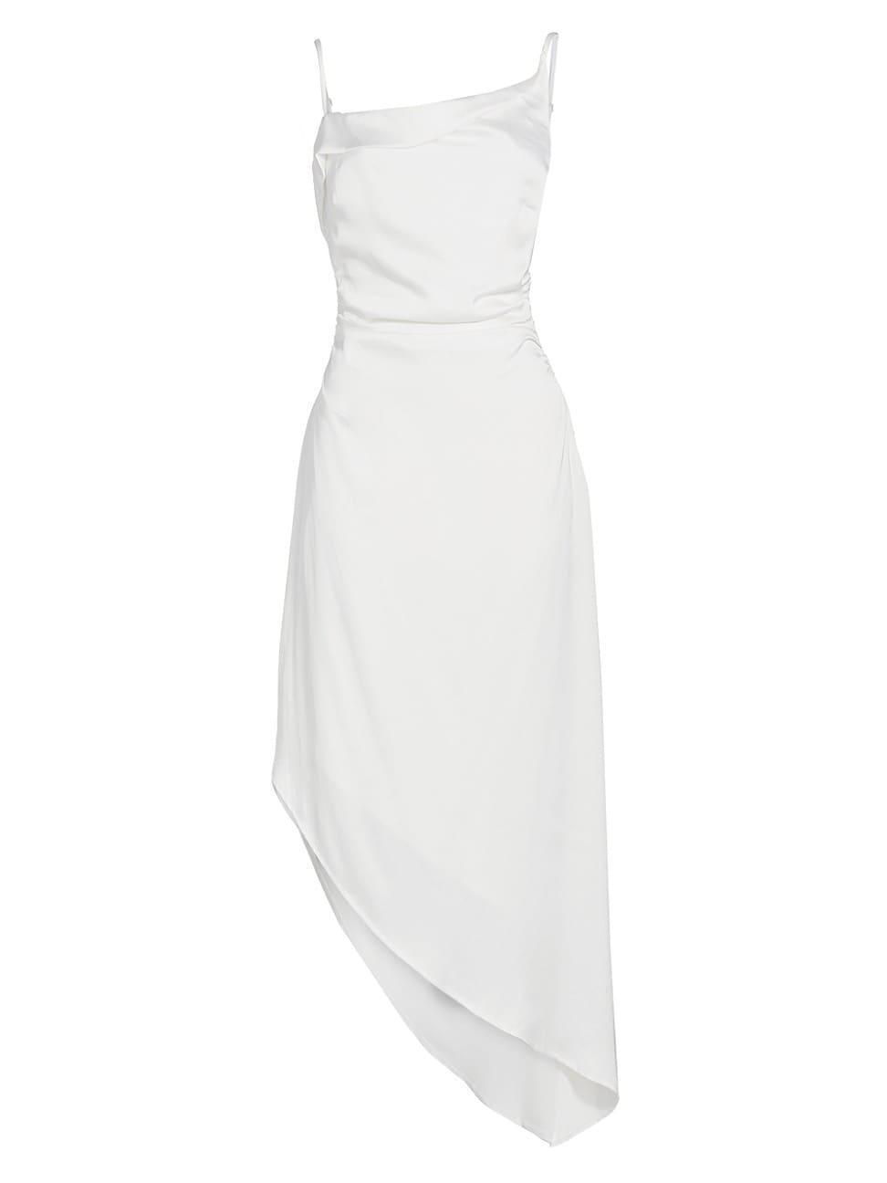 Womens Mirie Satin Asymmetric Midi-Dress Product Image