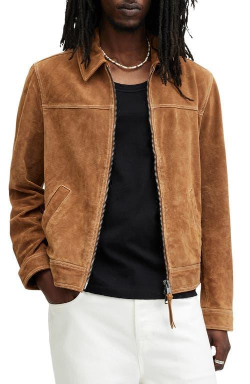 ALLSAINTS Marques Suede Jacket In Tobacco Brown Product Image