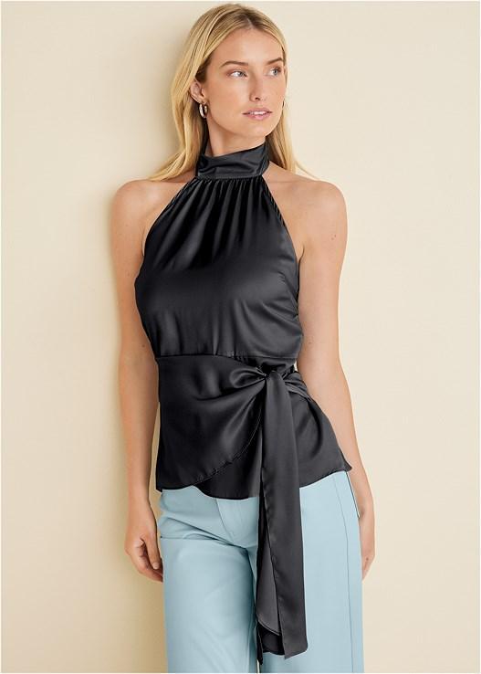 Halter Neck Wrap Blouse Product Image