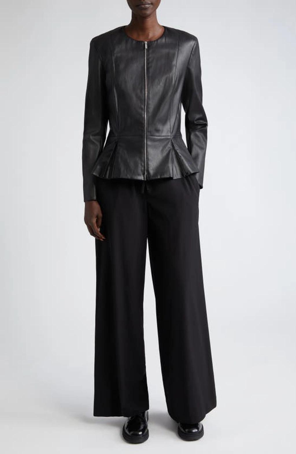 THE ROW Anasta Leather Zip-front Jacket In Black Product Image