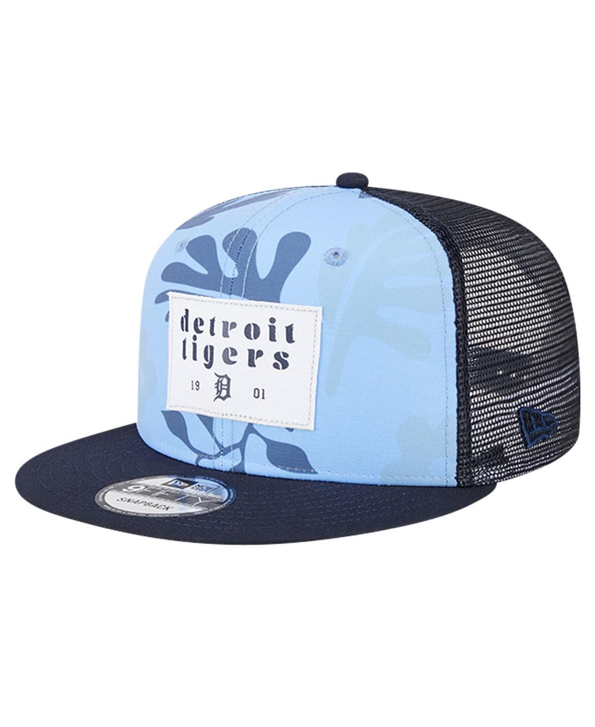 Mens New Era Detroit Tigers Bikini Bottom Trucker 9FIFTY Snapback Hat, Blue Product Image