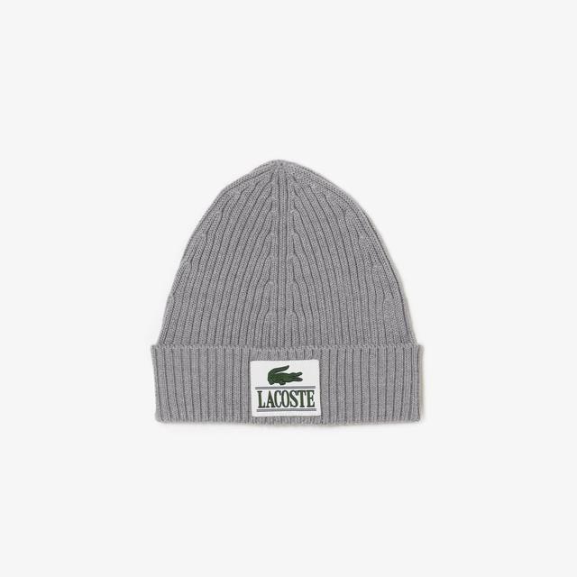 Ribbed Wool Woven Patch Beanie Product Image