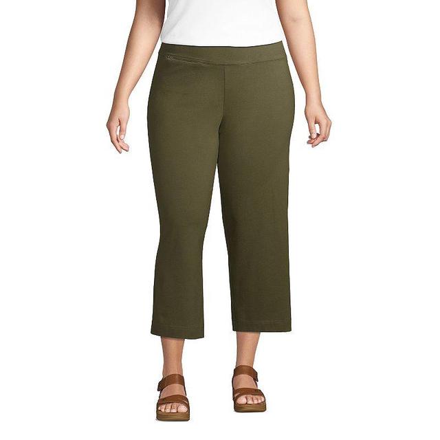 Plus Size Lands End Starfish Mid-Rise Elastic-Waist Pull-On Crop Pants, Womens Grey Heather Product Image