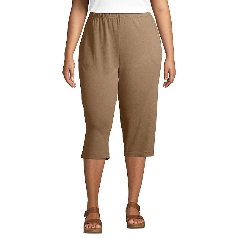 Plus Size Lands End Sport High Waist Pull-On Capri Pants, Womens Red Desert Product Image