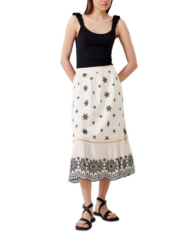 French Connection Womens Embroidered Midi Skirt Product Image