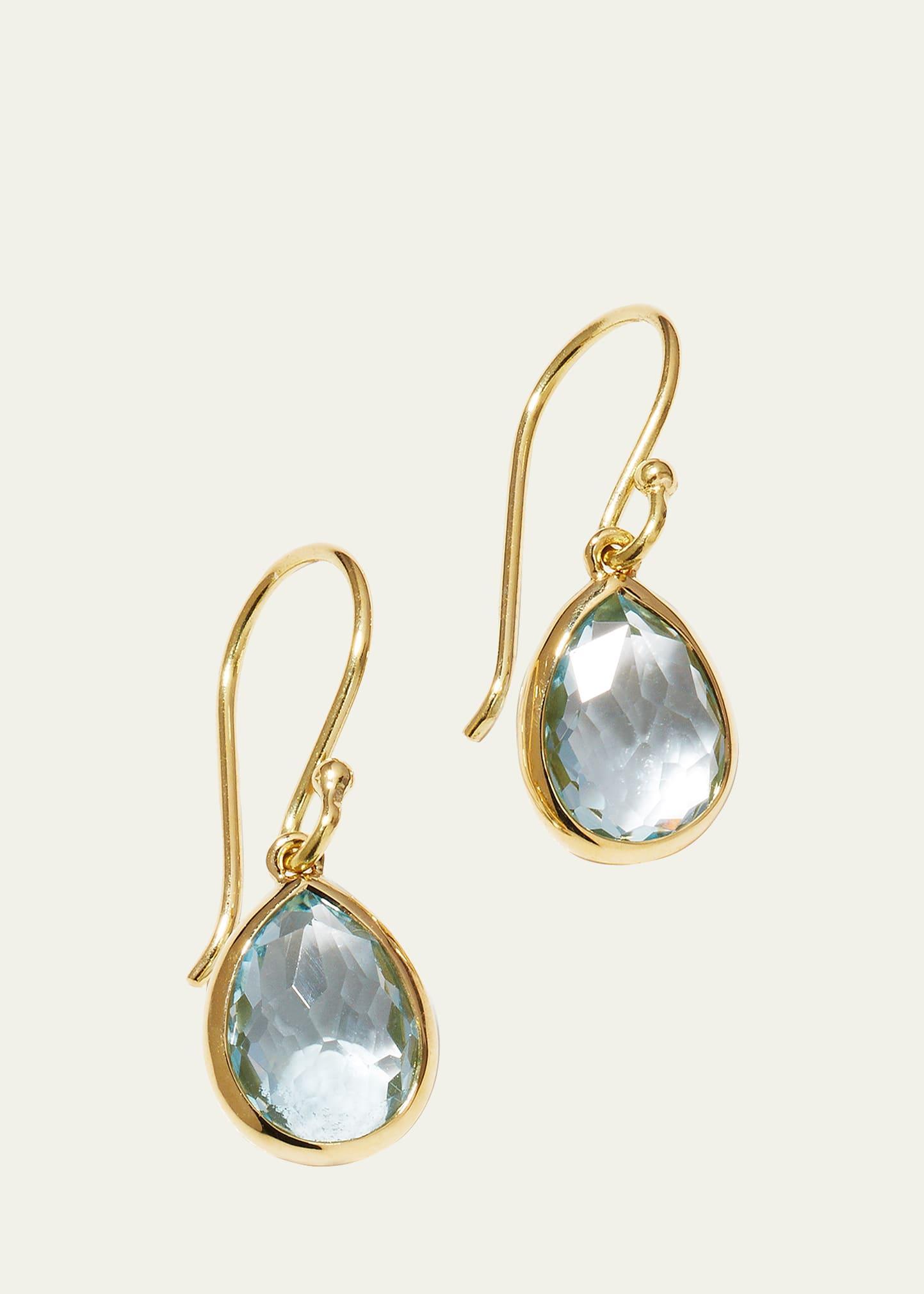 Womens Rock Candy 18K Green Gold & Blue-Topaz Teeny Teardrop Earrings Product Image