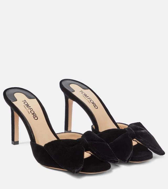 TOM FORD Brigitte 85 Bow-detail Velvet Mule In Black Product Image