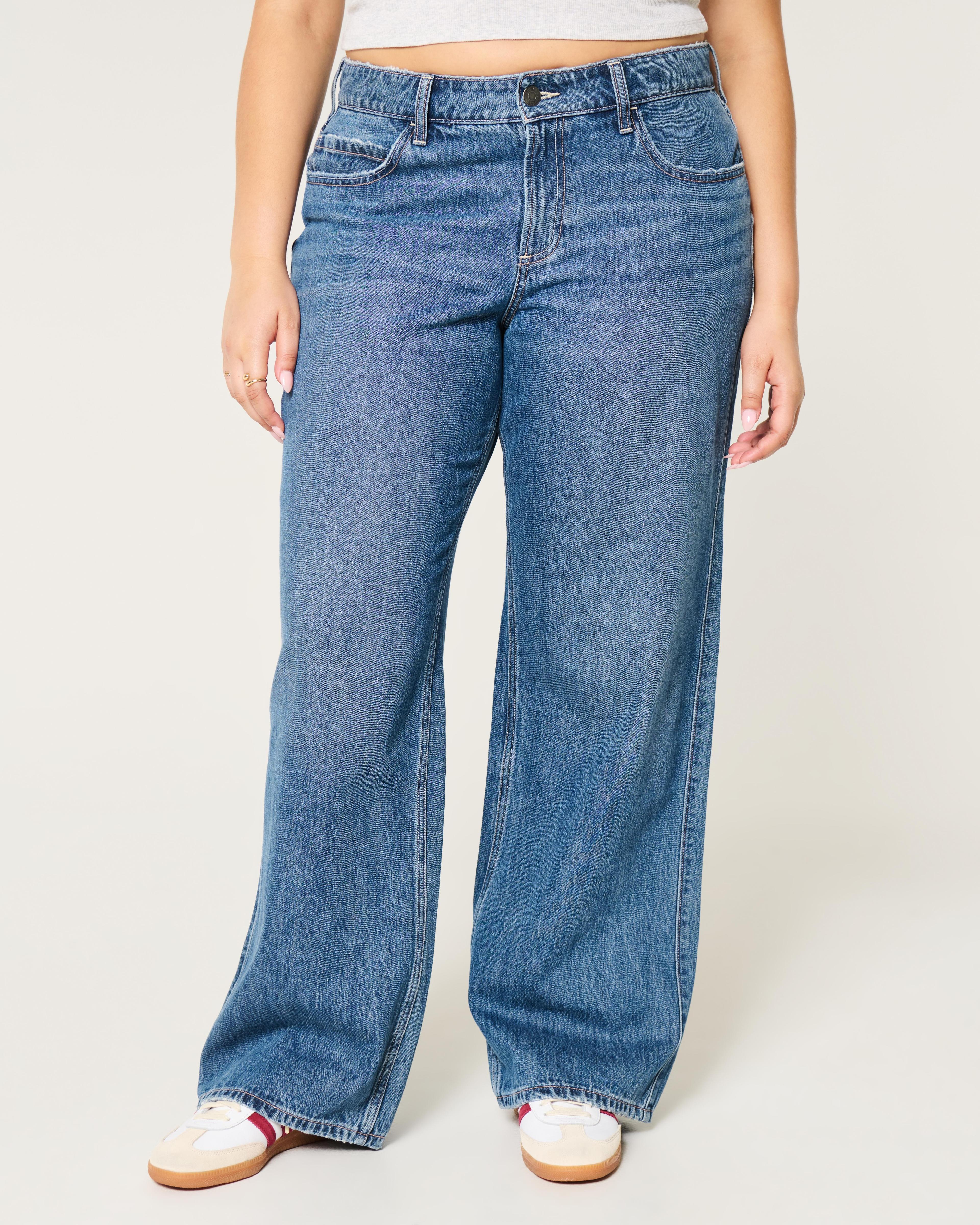 Curvy Mid-Rise Medium Wash Baggy Jeans Product Image