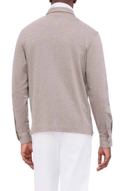 BUGATCHI Long Sleeve Cotton Blend Polo In Desert Product Image