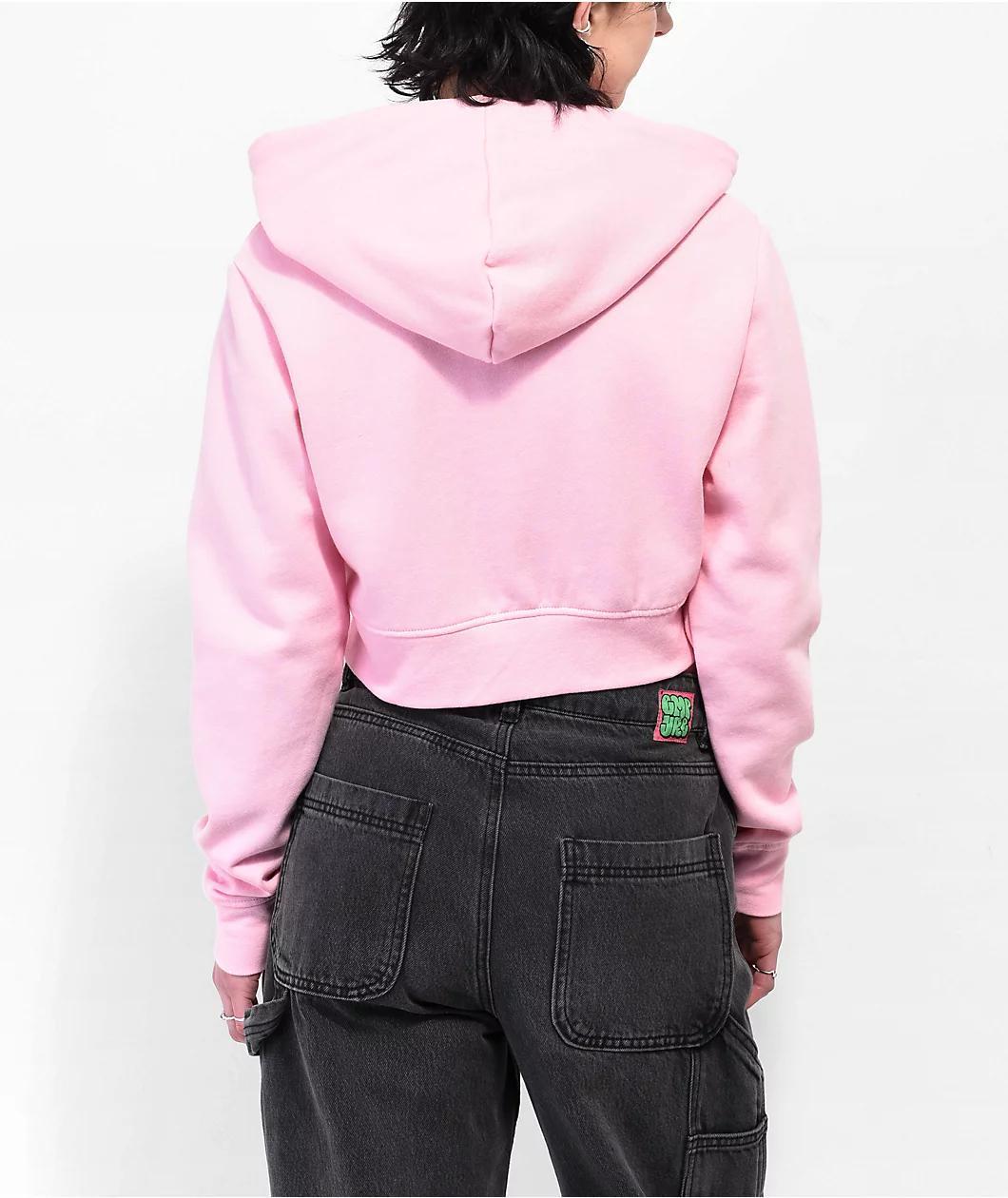 Broken Promises Stallion Pink Crop Zip Hoodie Product Image