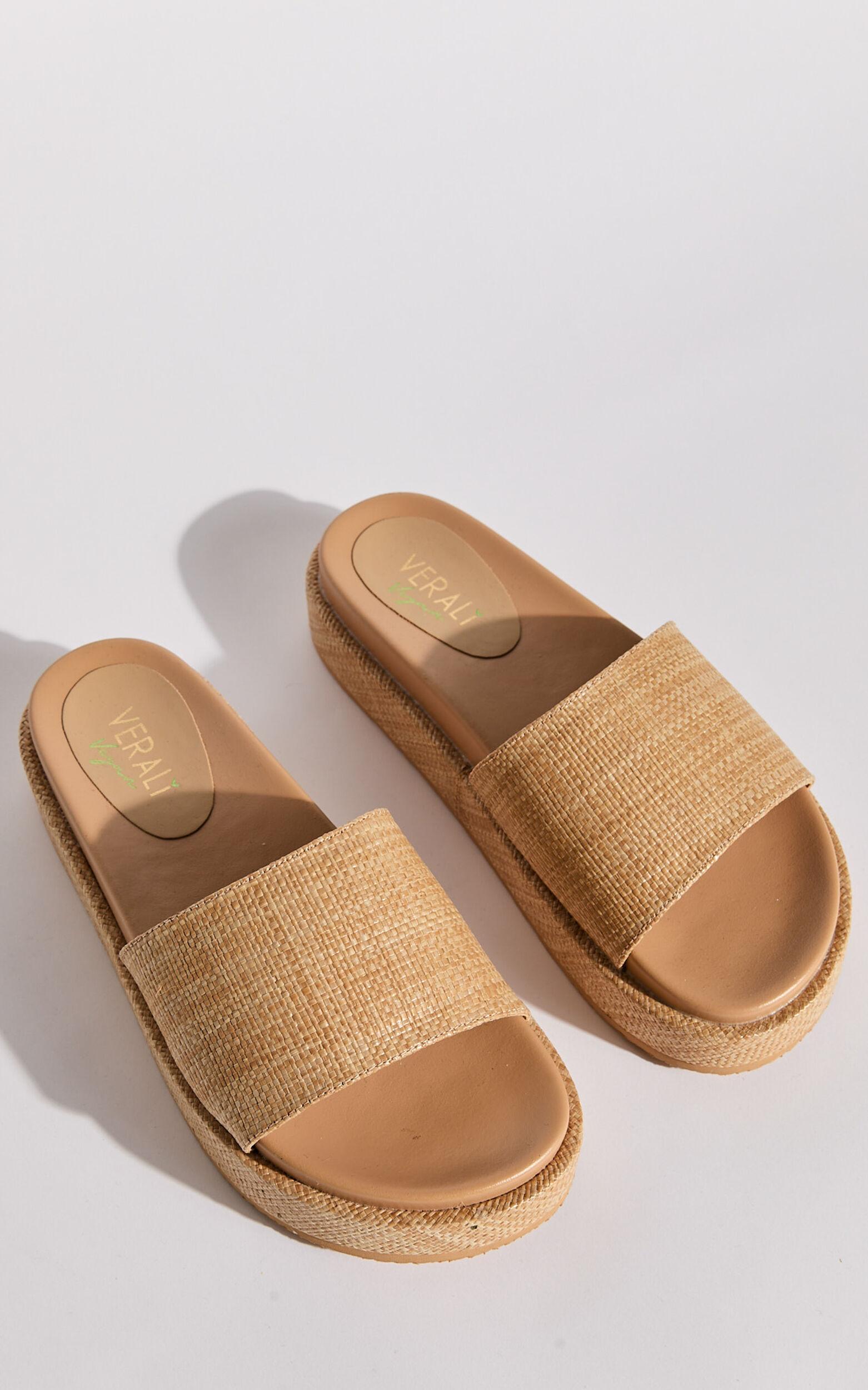 Verali - Romy Platform Slides in Natural Raffia Product Image