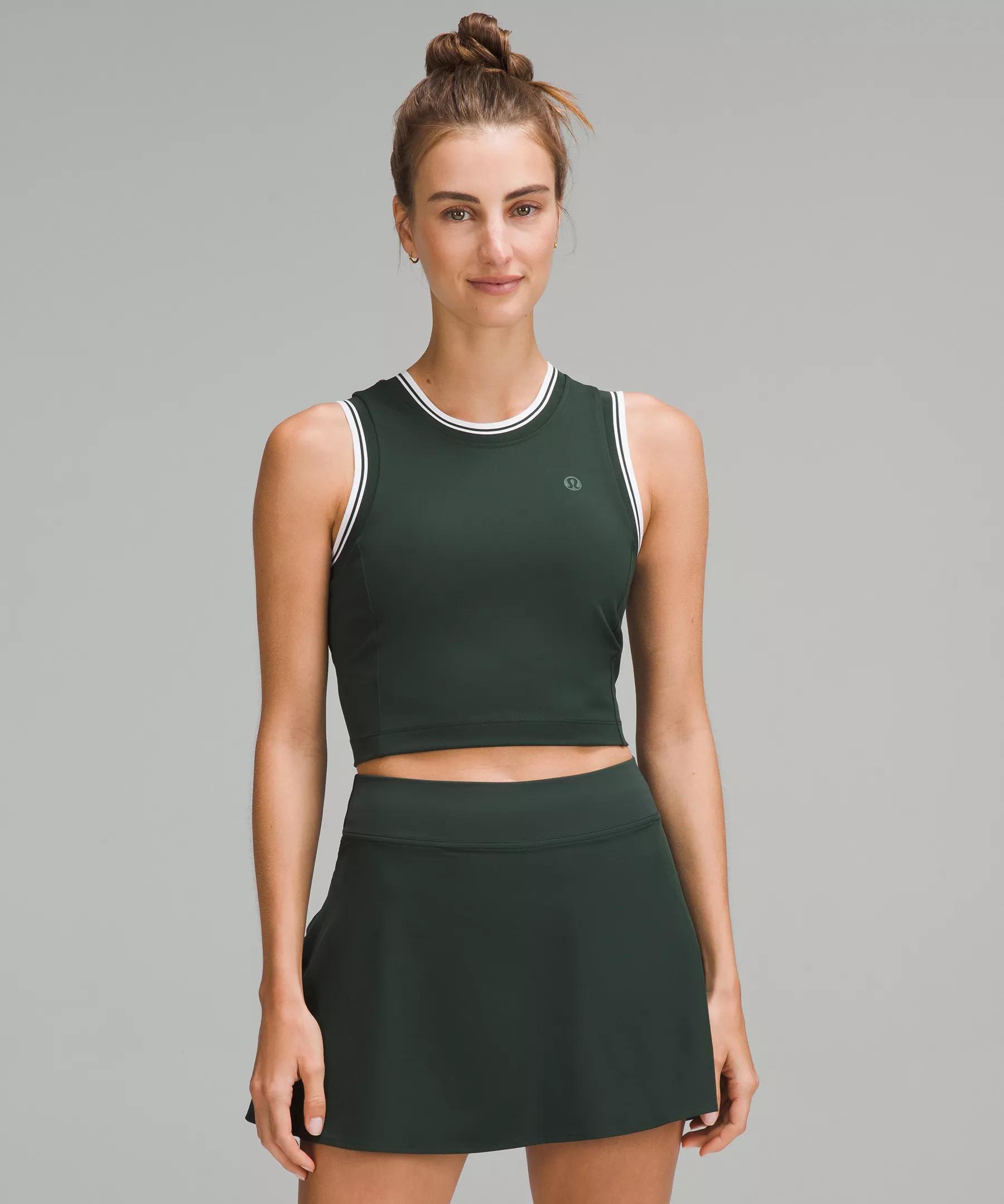 Varsity Scoop-Neck Cropped Tennis Tank Top *Medium Support, B/C Cup Product Image