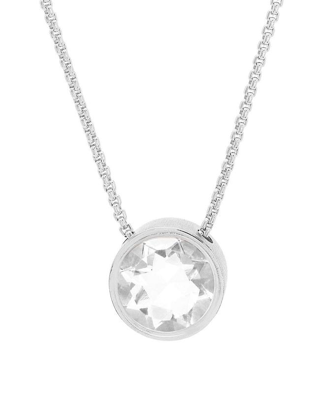 Womens Signature Knockout Rhodium-Plated Quartz Pendant Necklace Product Image