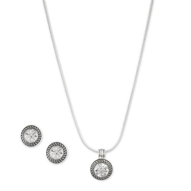 Napier Silver Tone Necklace & Stud Earring Set, Womens, Clear Product Image