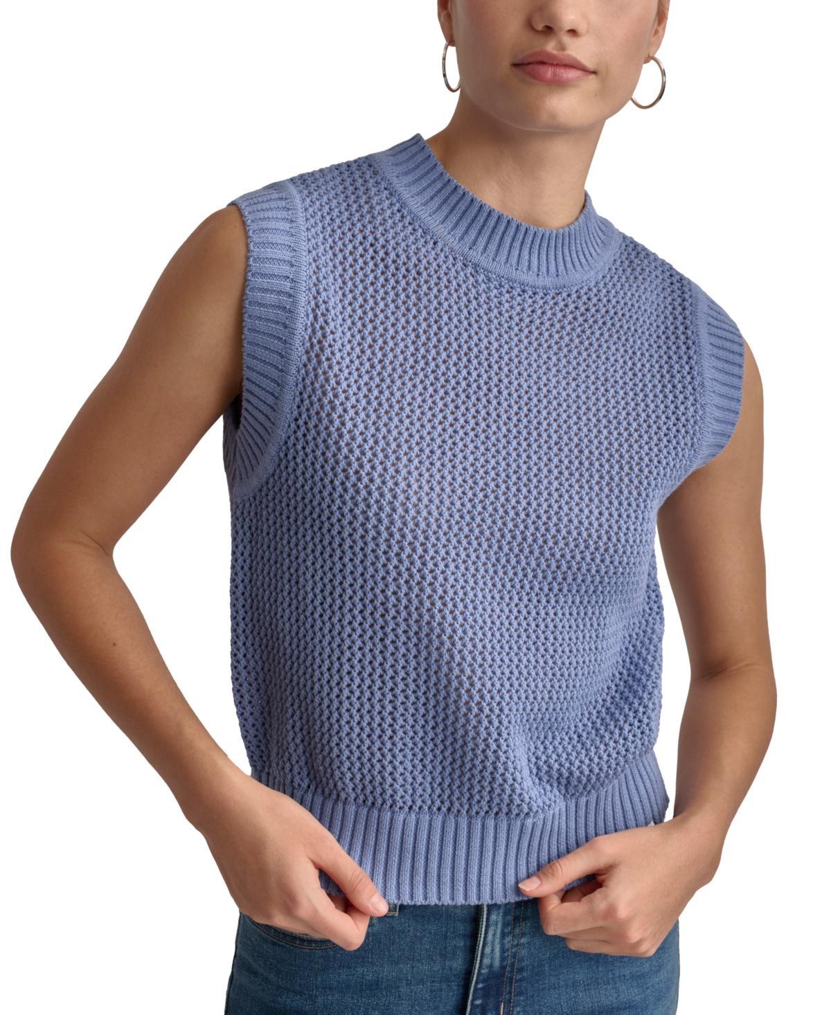 Dkny Jeans Womens Cotton Open-Stitch Sweater Vest Product Image