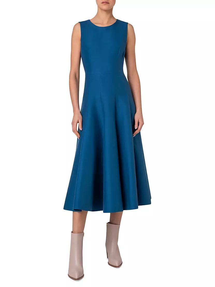 Cotton-Silk A-Line Midi-Dress Product Image