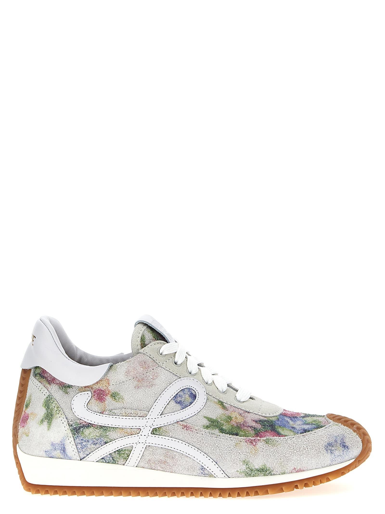 LOEWE Flow Retro Floral Runner Sneakers In Silver Product Image