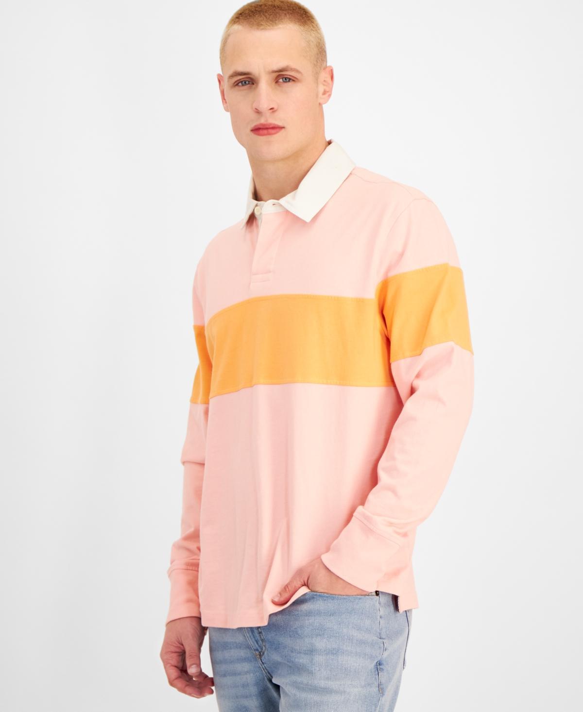 Sun + Stone Mens Aaron Colorblocked Long Sleeve Rugby Shirt, Created for Macys Product Image