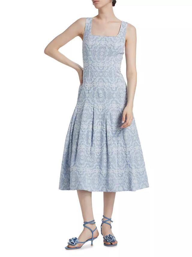 Jolie Eyelet Squareneck Midi-Dress Product Image