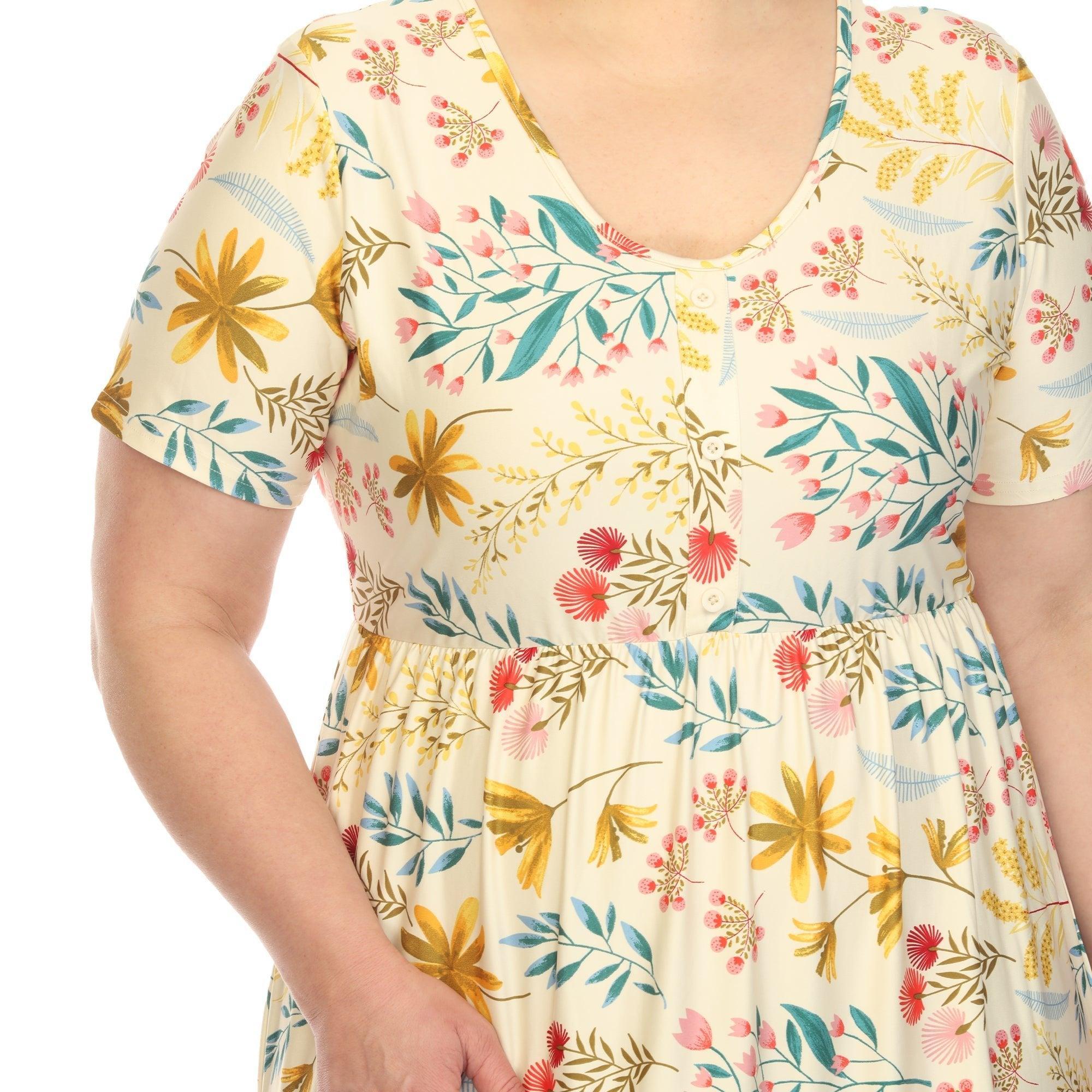 Floral Short Sleeve Knee Length Dress - Plus Product Image