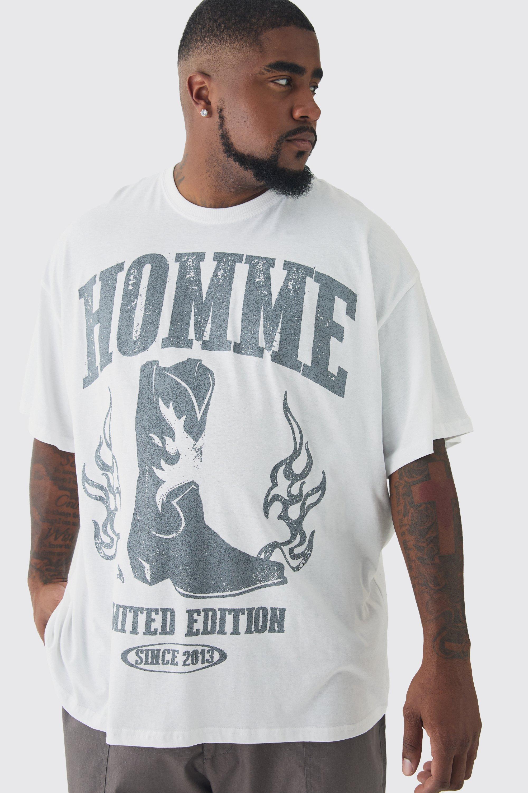 Plus Homme Western Oversized T-Shirt | boohooMAN USA Product Image