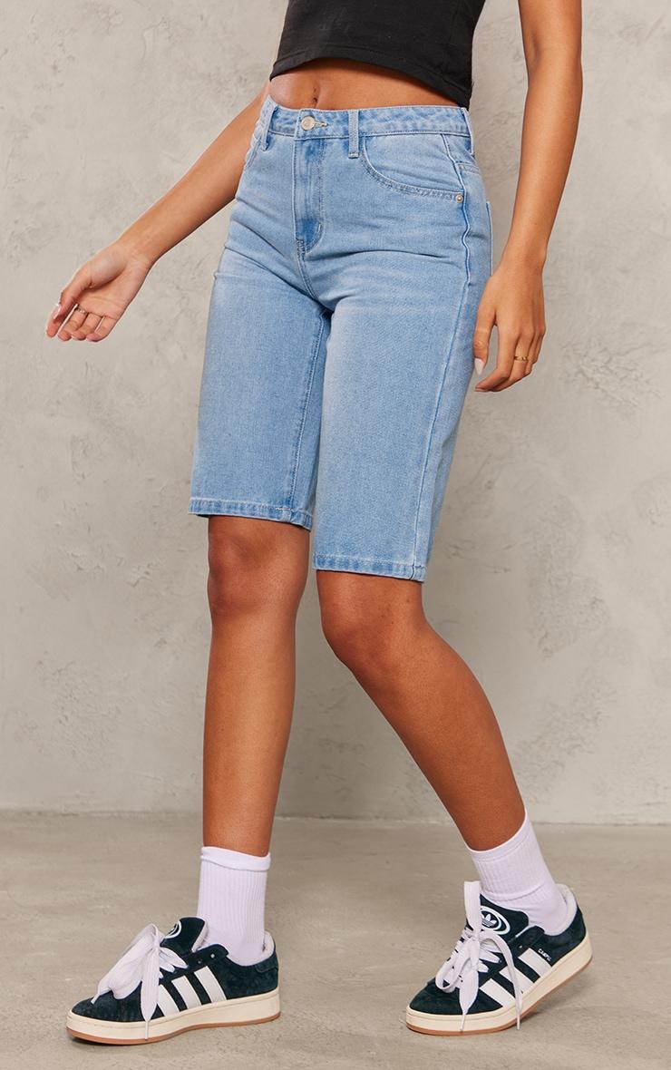 Tall Vintage Light Wash Mid Rise Contrast Stitch Boyfriend Jorts Product Image