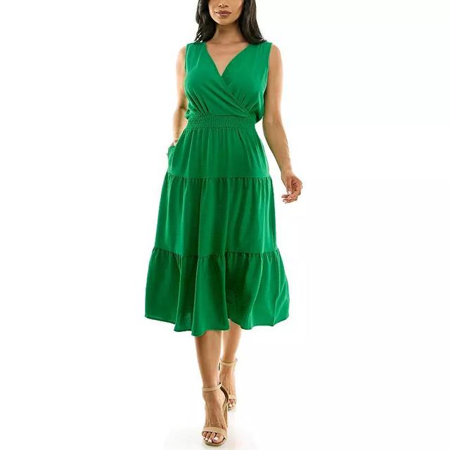 Womens Nina Leonard Tiered Smocked Midi Dress Product Image