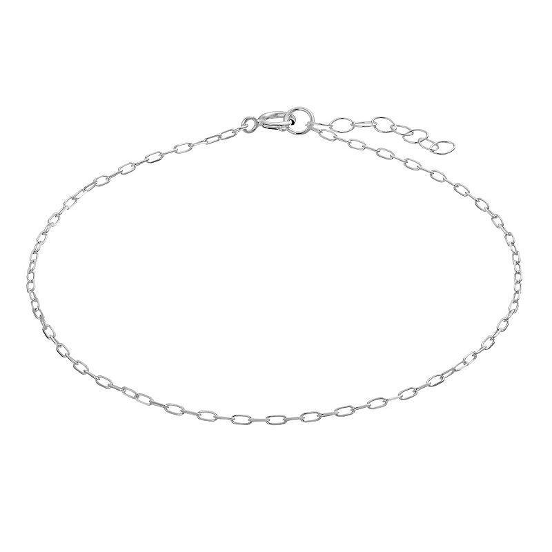 Aleure Precioso Sterling Silver Paper Clip Chain Anklet, Womens Product Image