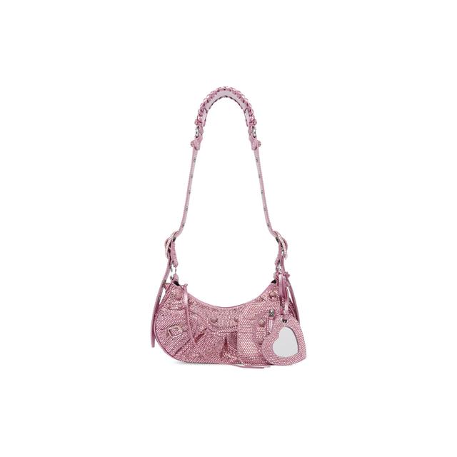 Women's Le Cagole Xs Shoulder Bag With Rhinestones in Pink Product Image