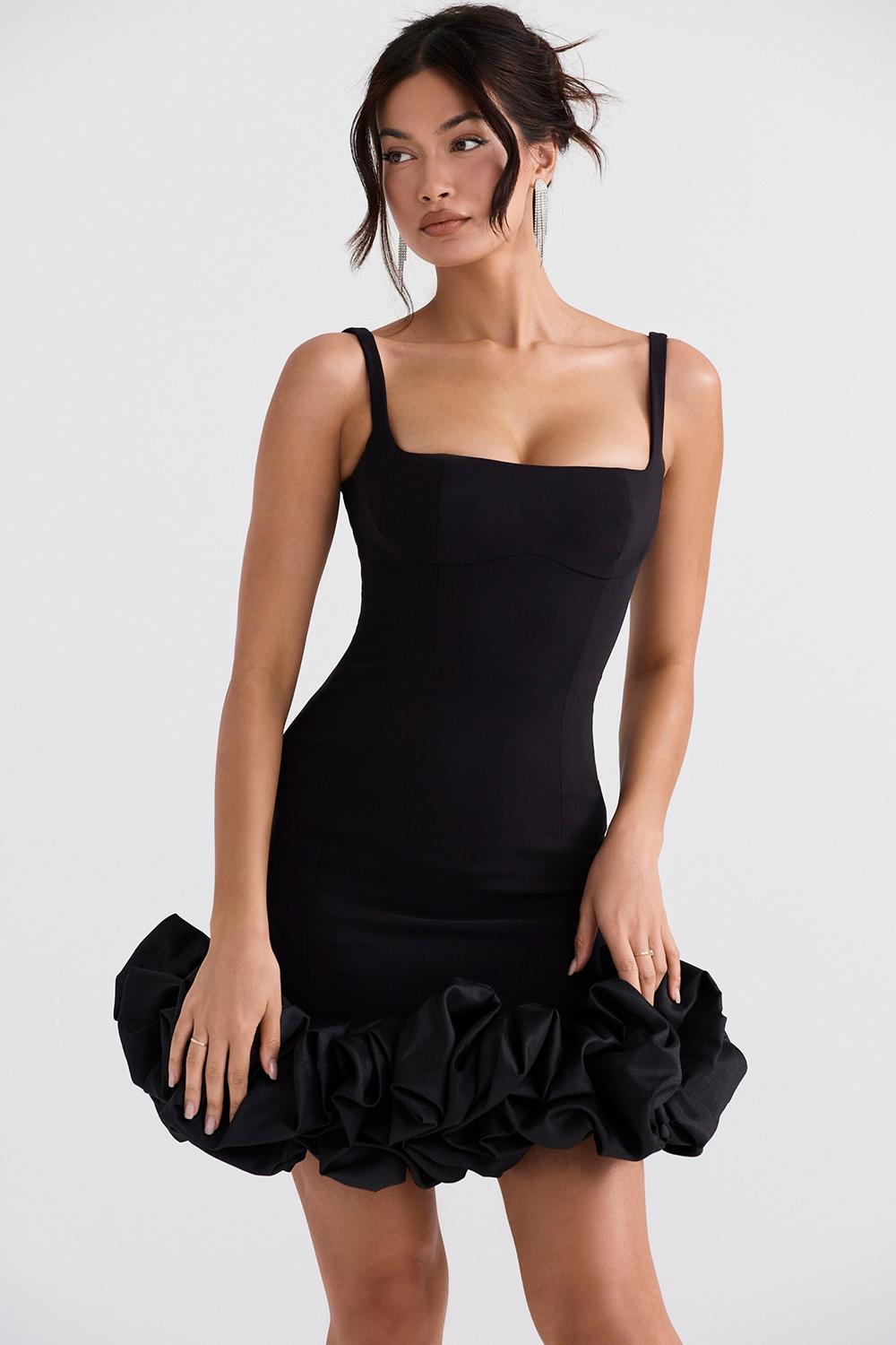 Lilou Black Ruffle Hem Dress Product Image