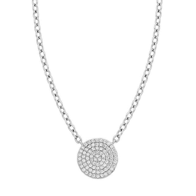 Sterling Silver 1/5 Carat T.W. Diamond Disc Necklace, Womens White Product Image