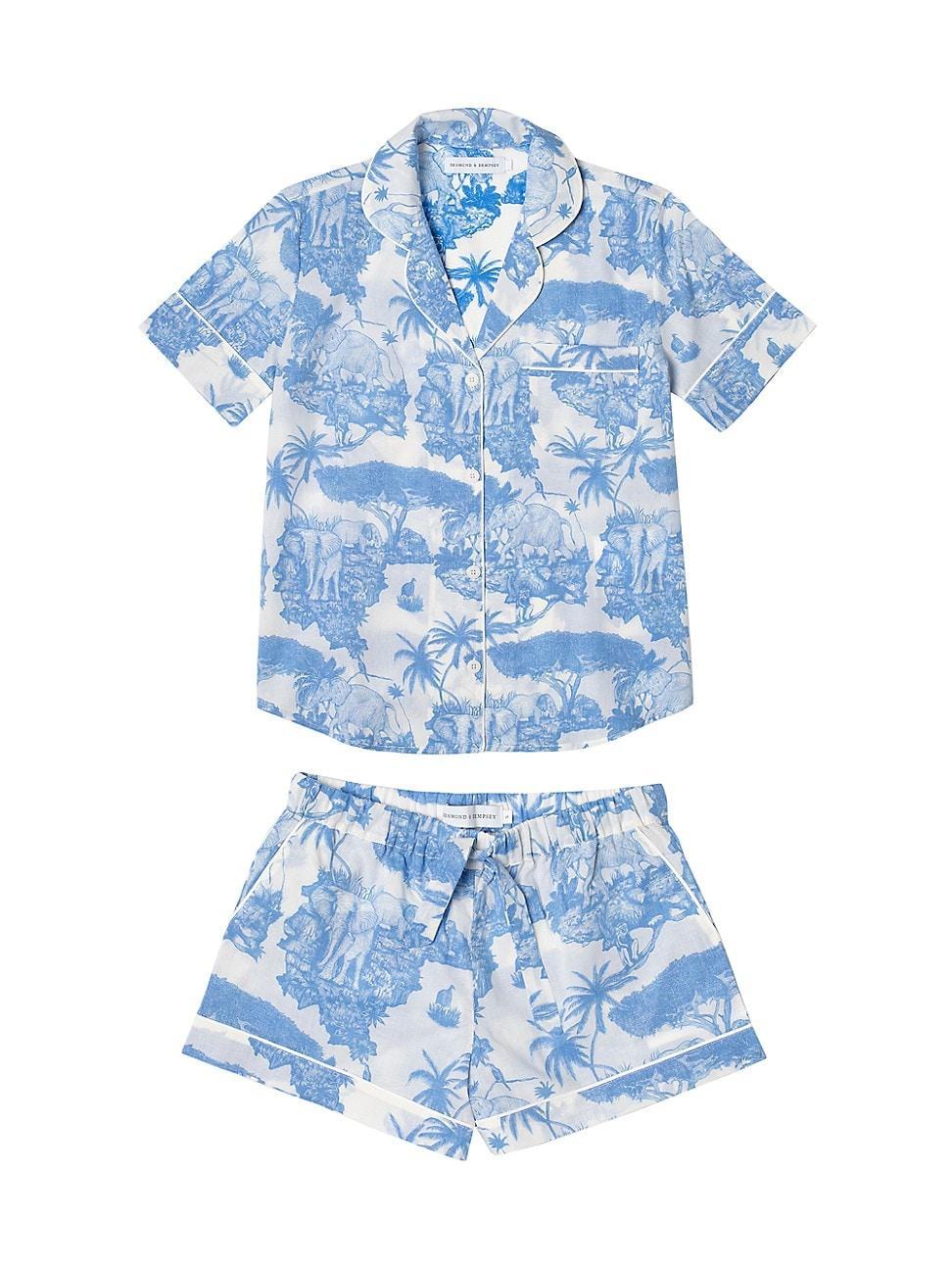 Womens 2-Piece Printed Cotton Short Pajama Set Product Image