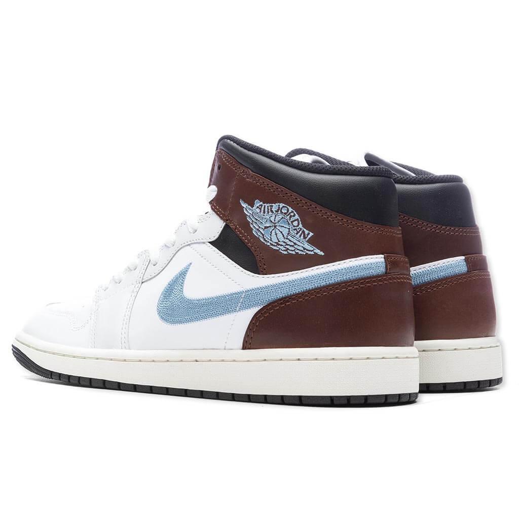 Air Jordan 1 Mid SE - White/Blue Grey/Black Male Product Image