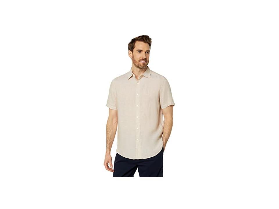 Nautica Mens Classic-Fit Solid Linen Short-Sleeve Shirt Product Image