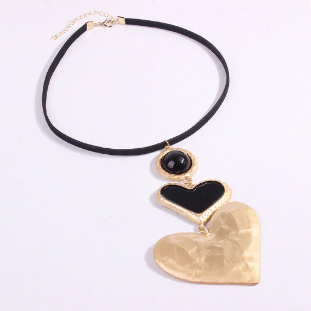 Double Black Heart Necklace Product Image