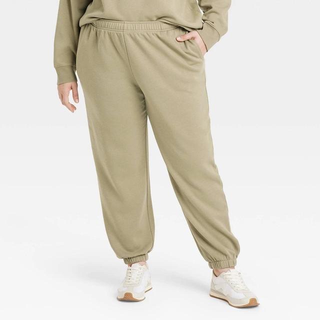 Womens Mid-Rise Tapered Leg Essential Joggers - Universal Thread Olive 2X Product Image