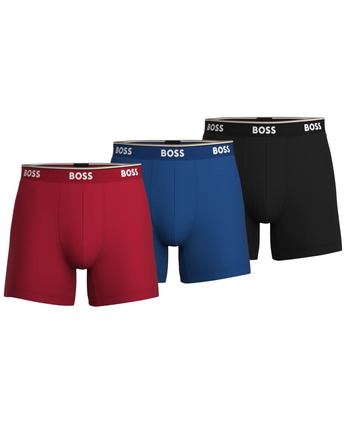 Boss by Hugo Boss Mens 3-Pk. Power Stretch Assorted Color Solid Boxer Briefs Product Image