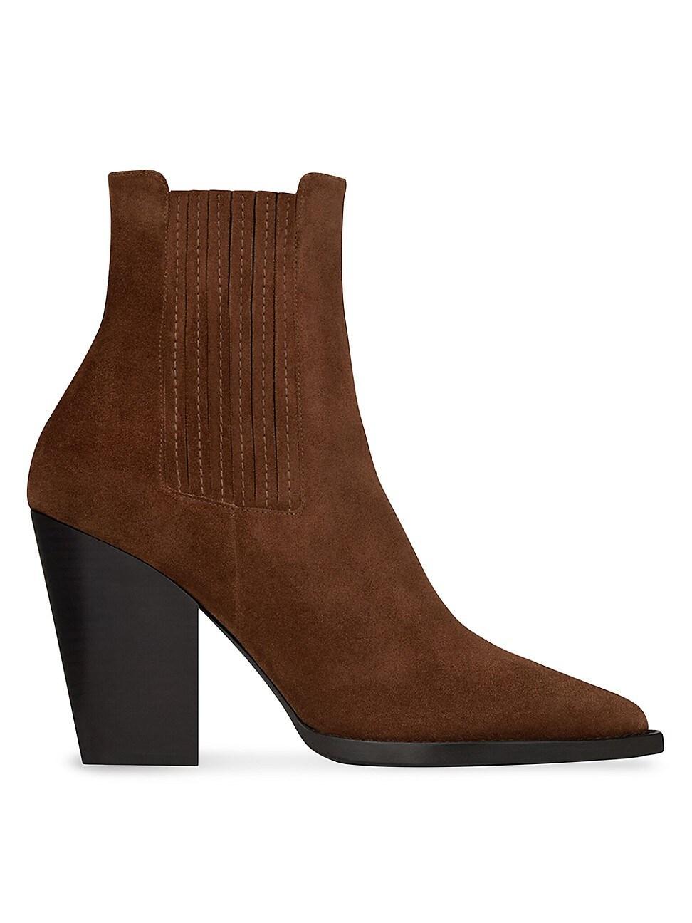 Saint Laurent - Theo 95 Suede Ankle Boots - Womens - Brown Product Image