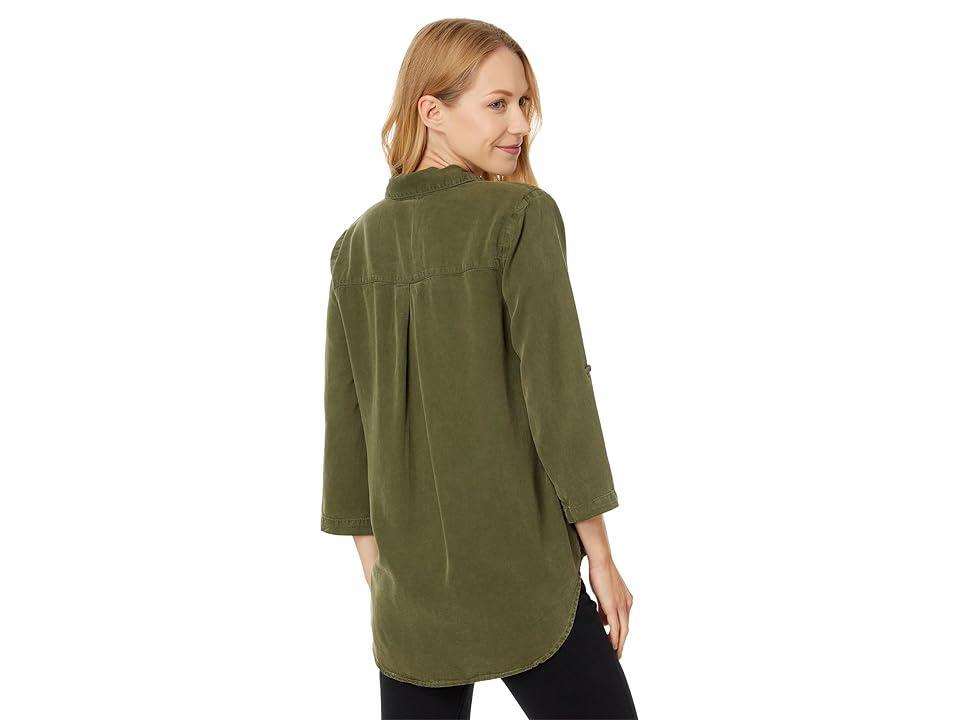 Mod-o-doc Roll Tab Patch Pocket Tunic (True Olive) Women's Blouse Product Image