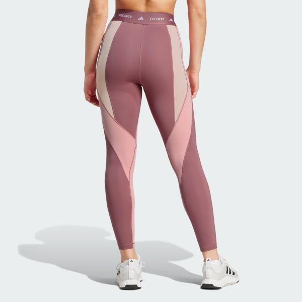 adidas Techfit 7/8 Colorblock Leggings Preloved Crimson L Womens Product Image