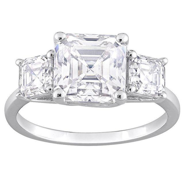 Stella Grace Sterling Silver Lab-Created Moissanite 3-Stone Ring, Womens White Product Image