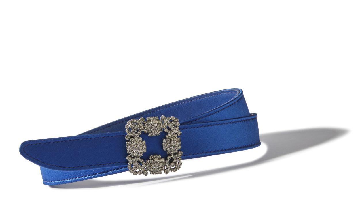 HANGISI BELT MINI Blue Satin Crystal Buckled Belt Product Image