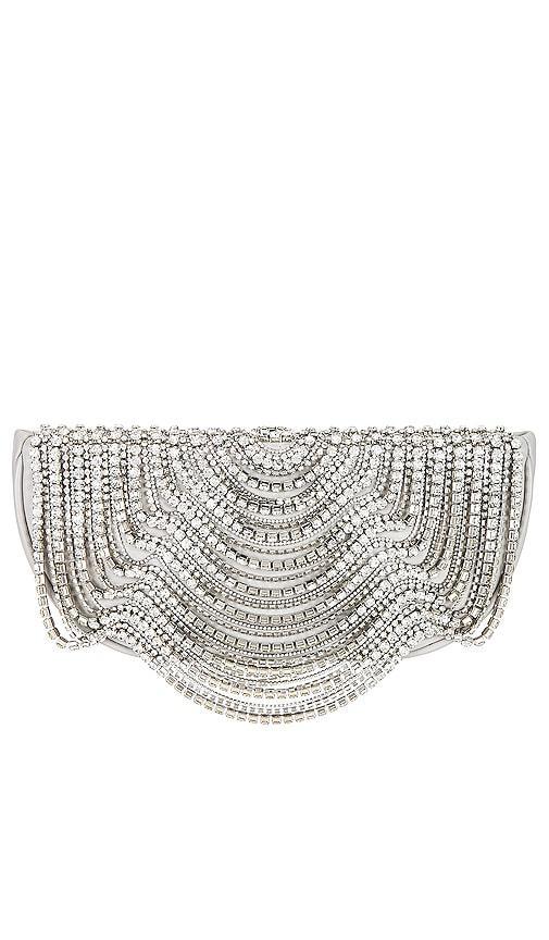 Cult Gaia Lael Clutch in Metallic Silver. Product Image