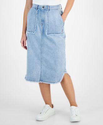 Nautica Jeans Womens Denim Utility Midi Skirt Product Image