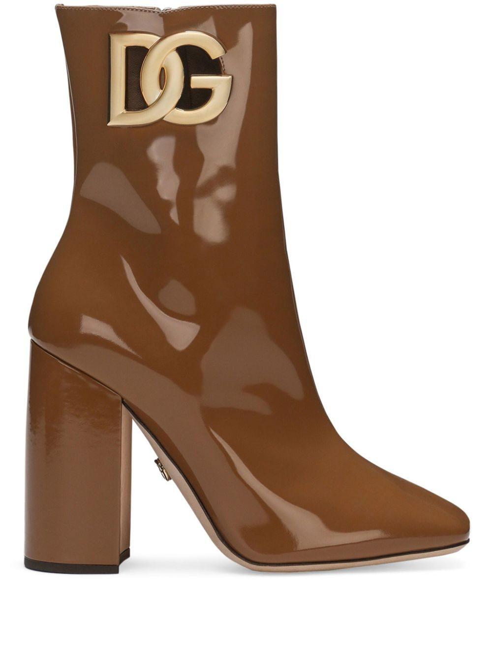 90mm Logo-plaque Leather Boots In Brown Product Image