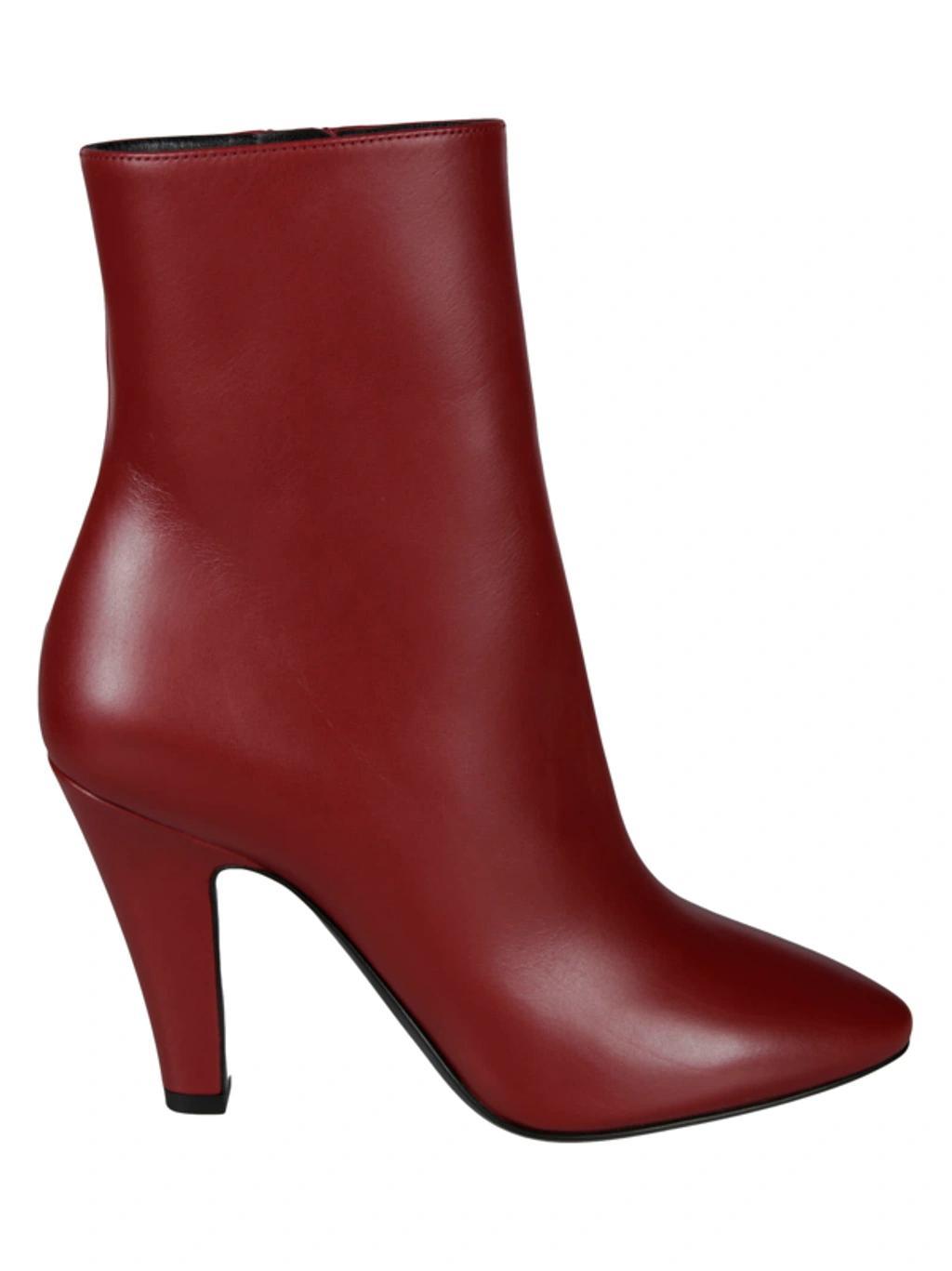 SAINT LAURENT Ankle Boots Leather Cherry In Opyum Red Product Image