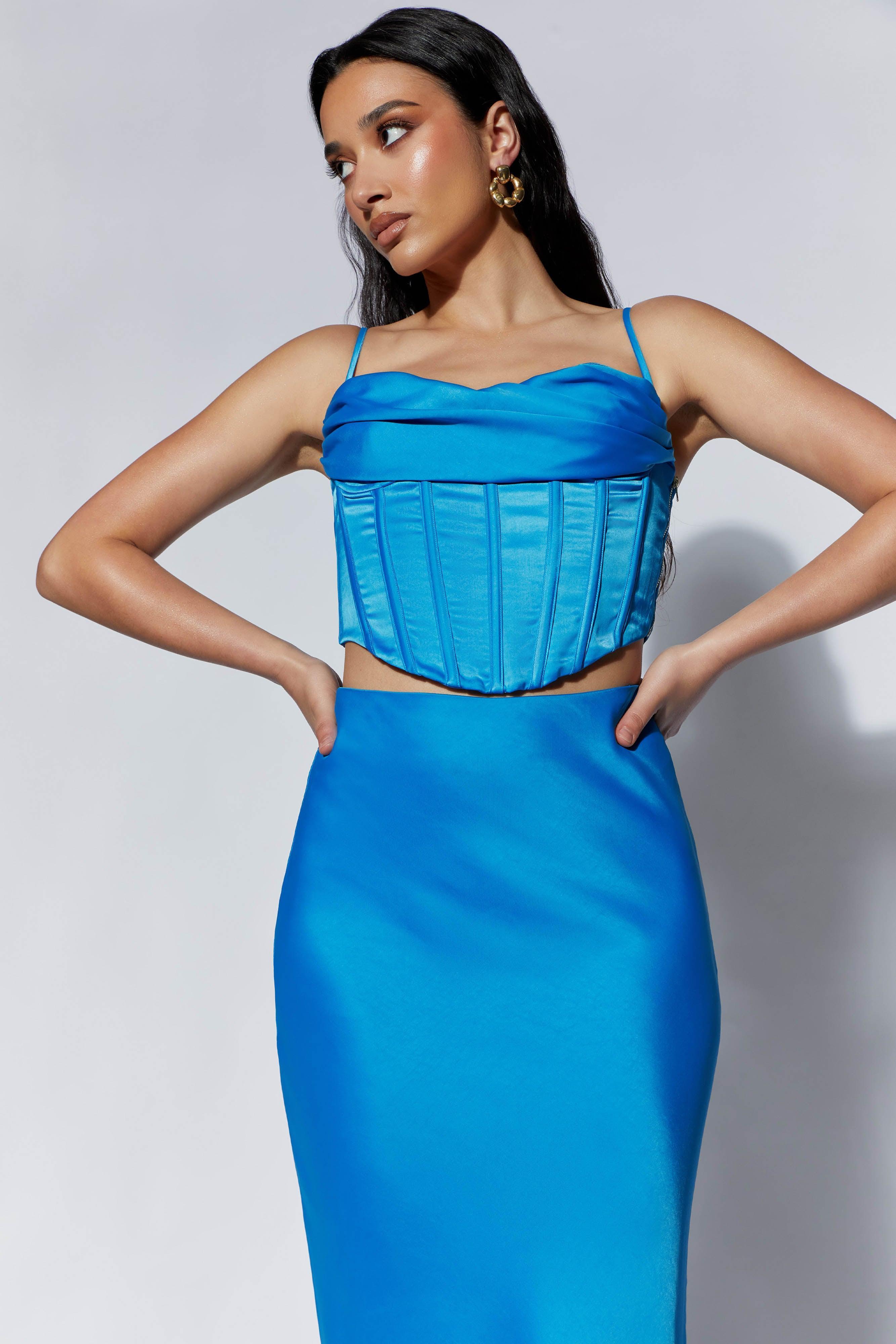 Cyra Corset Top - Azure Blue Product Image