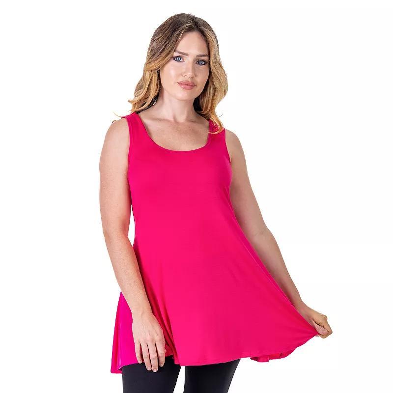 Womens 24Seven Comfort Apparel Scoop Neck Sleeveless Tunic Top Pink Product Image